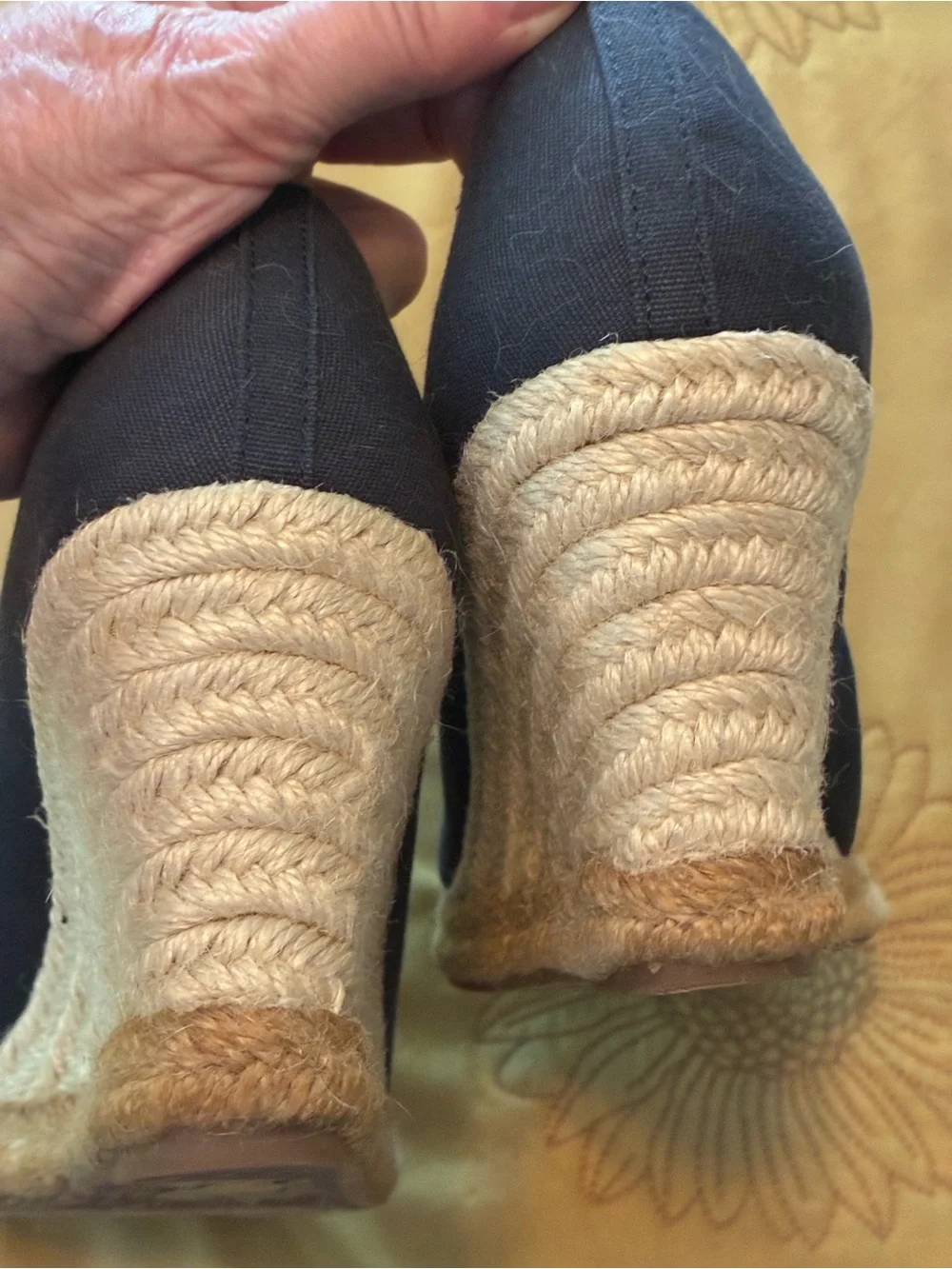 J. Crew Navy Canvas Espadrille Wedge Heels